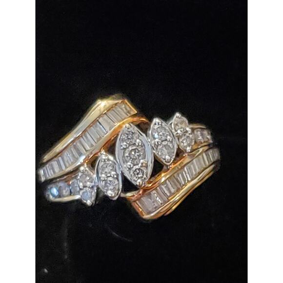 Gold Bypass Ring with Channel-Set Diamonds - Picture 5 of 5